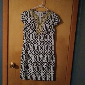 Blue and white dress